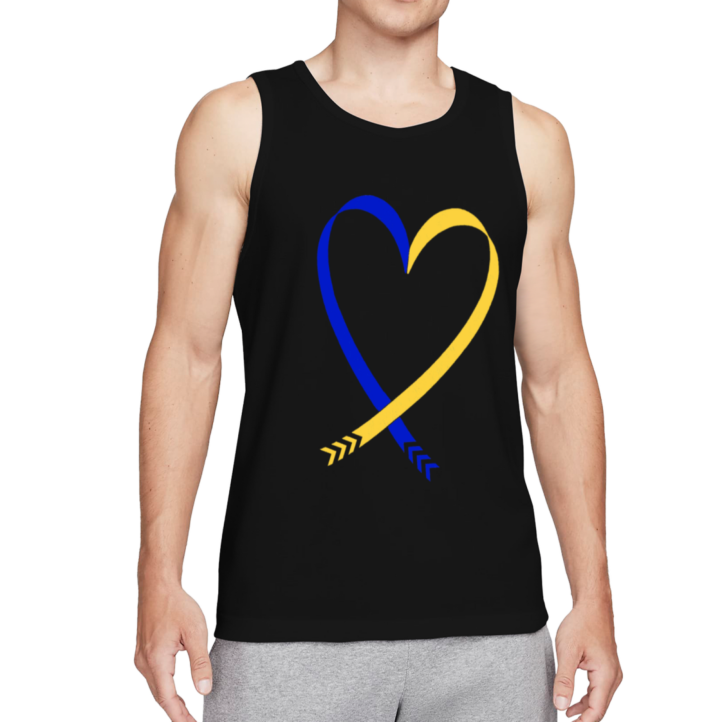 Blue Yellow Heart Ribbon Solidarity Support Men¡¯s Sleeveless Tank