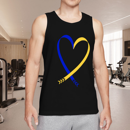 Blue Yellow Heart Ribbon Solidarity Support Men¡¯s Sleeveless Tank