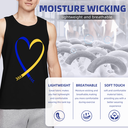 Blue Yellow Heart Ribbon Solidarity Support Men¡¯s Sleeveless Tank