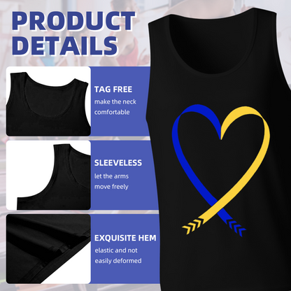 Blue Yellow Heart Ribbon Solidarity Support Men¡¯s Sleeveless Tank