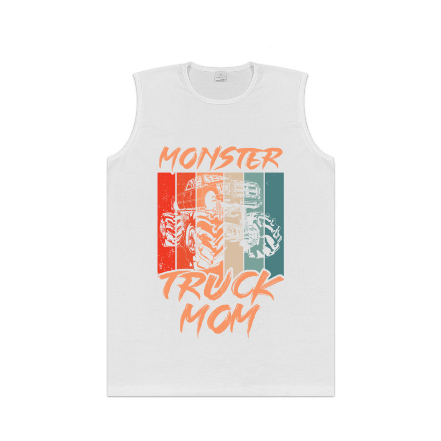 Retro Color Block Monster Truck Mom Offroad Lover Sleeveless Tee