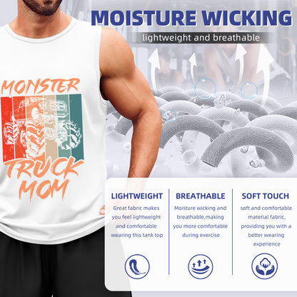Retro Color Block Monster Truck Mom Offroad Lover Sleeveless Tee