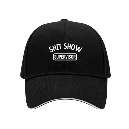 Hilarious SHIT SHOW SUPERVISOR Red Sandwich Brim Baseball Cap Sarcastic Daily Hat