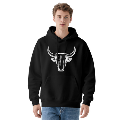 Bold White Bull Head Red Men¡¯s Hoodie, Soft All-Day Comfort