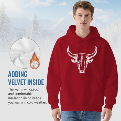 Bold White Bull Head Red Men¡¯s Hoodie, Soft All-Day Comfort