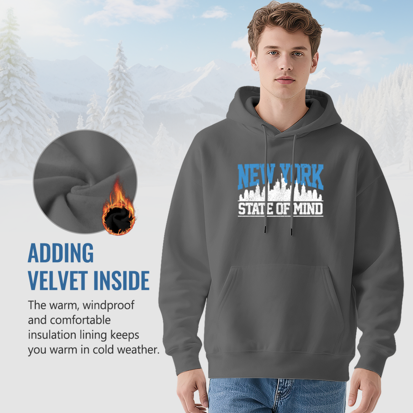New York State Of Mind City Skyline Hoodie, Fashionable Soft Comfort Outerwear
