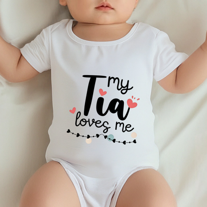 My Tia Loves Me Heart Spanish Aunt Baby Onesie