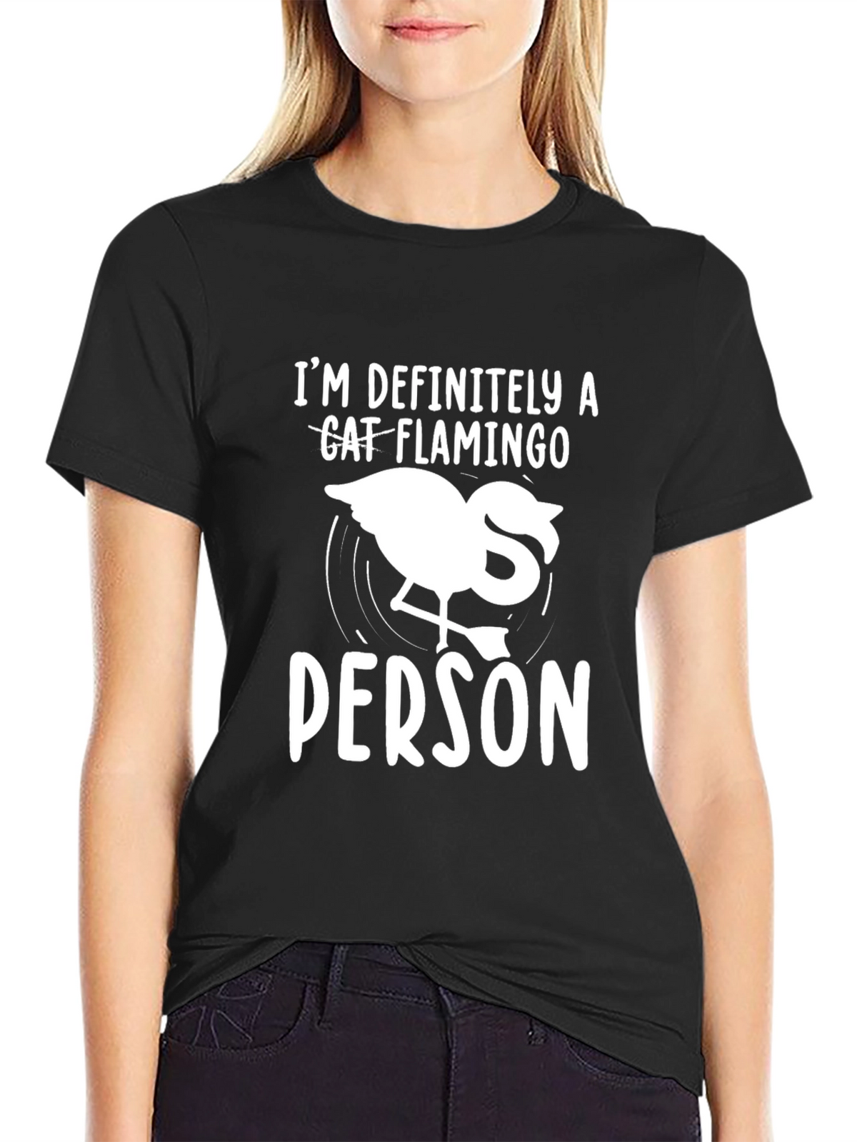 Cat Flamingo Person Graphic Tee
