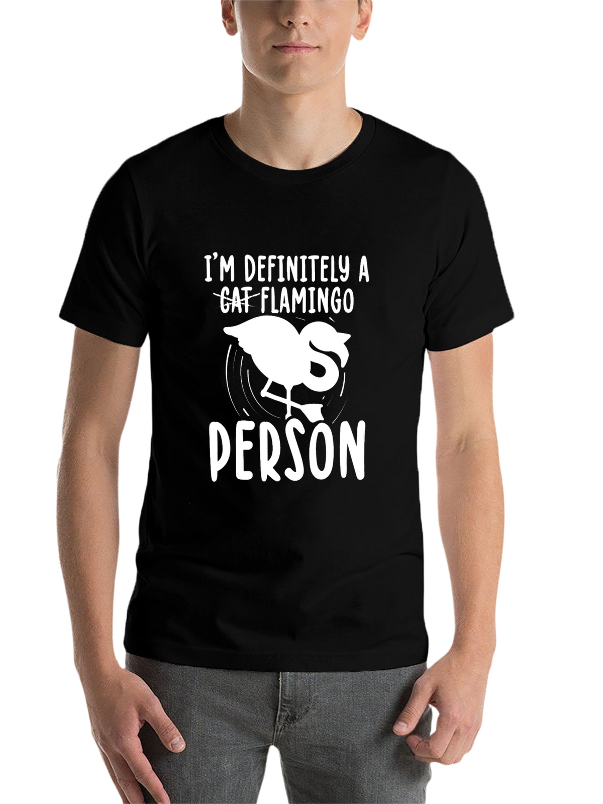 Cat Flamingo Person Graphic Tee