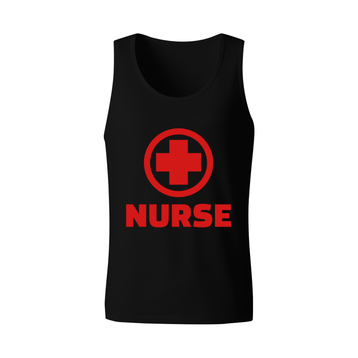 Red Medical Cross Nurse Professional Mens Sleeveless Tank Tee