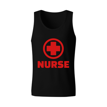 Red Medical Cross Nurse Professional Mens Sleeveless Tank Tee