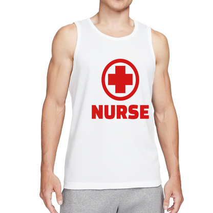 Red Medical Cross Nurse Professional Mens Sleeveless Tank Tee