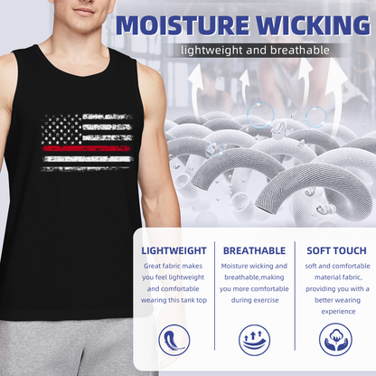 Thin Red Line Firefighter American Flag Distressed Tank Top