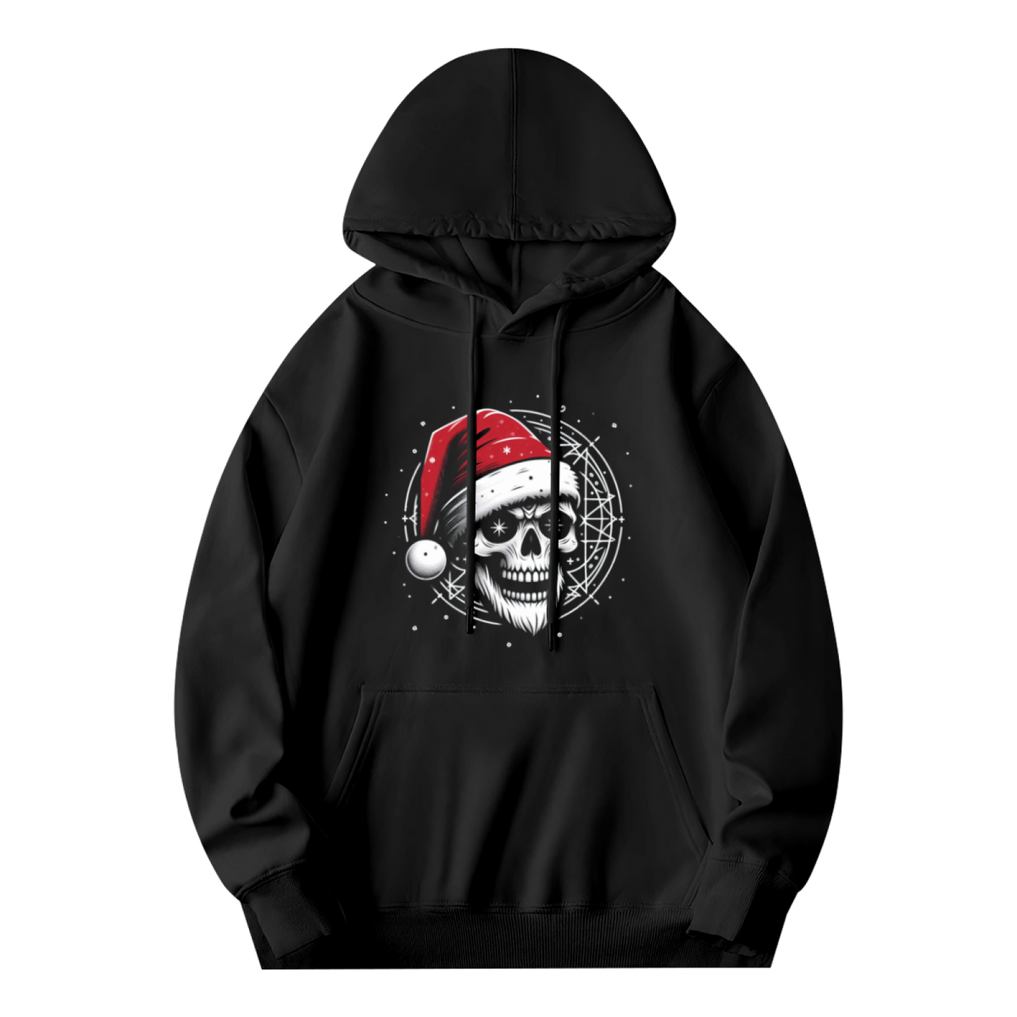 Santa Skull Christmas Dark Hoodie, Thick Comfort Holiday Street Sweatshirt