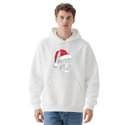 Santa Skull Christmas Dark Hoodie, Thick Comfort Holiday Street Sweatshirt