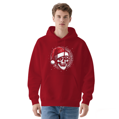 Santa Skull Christmas Dark Hoodie, Thick Comfort Holiday Street Sweatshirt