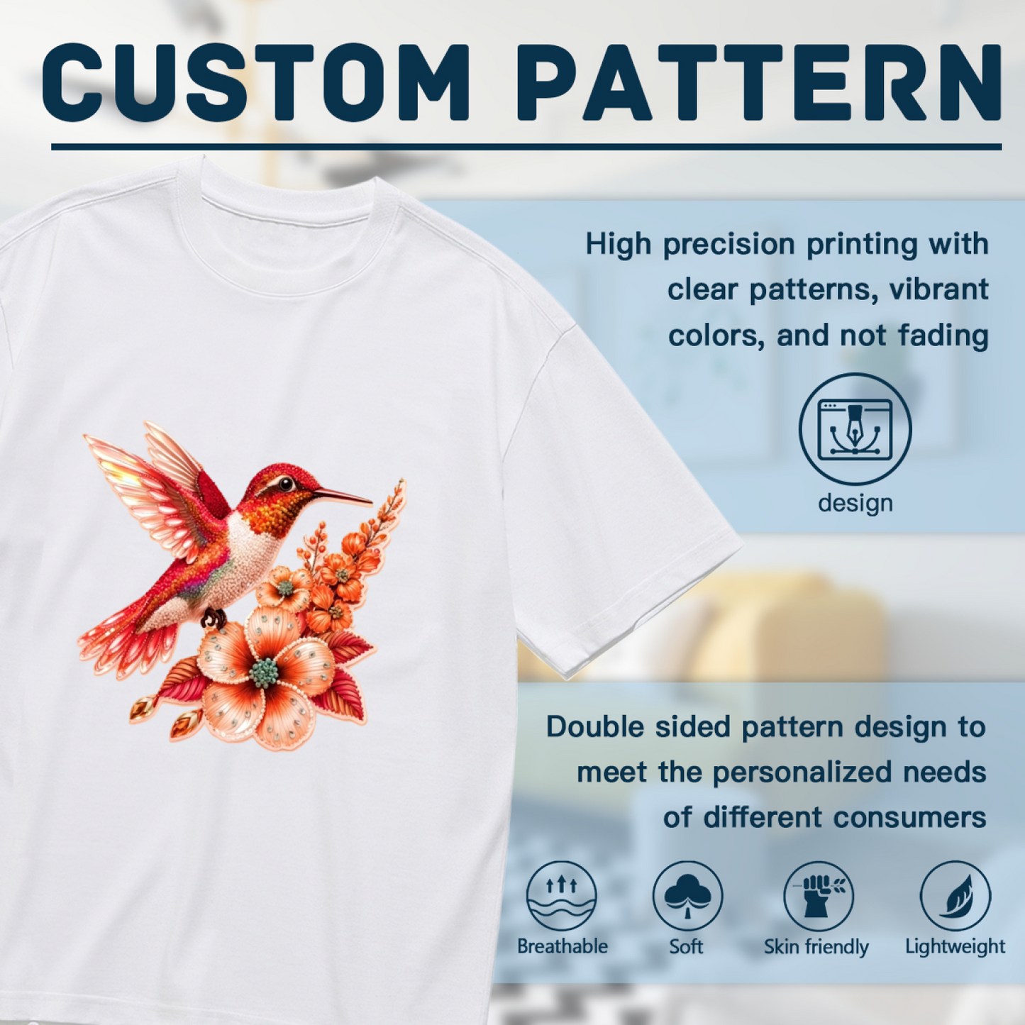 Vibrant Red Orange Hummingbird Flower Plus Size Women¡¯s T-Shirt