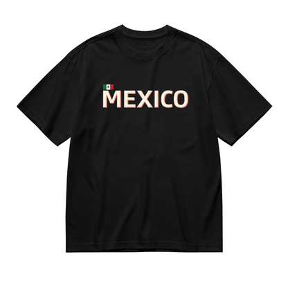 Retro Mexico Flag Letter Graphic Black Plus Size Women¡¯s Printed T-Shirt