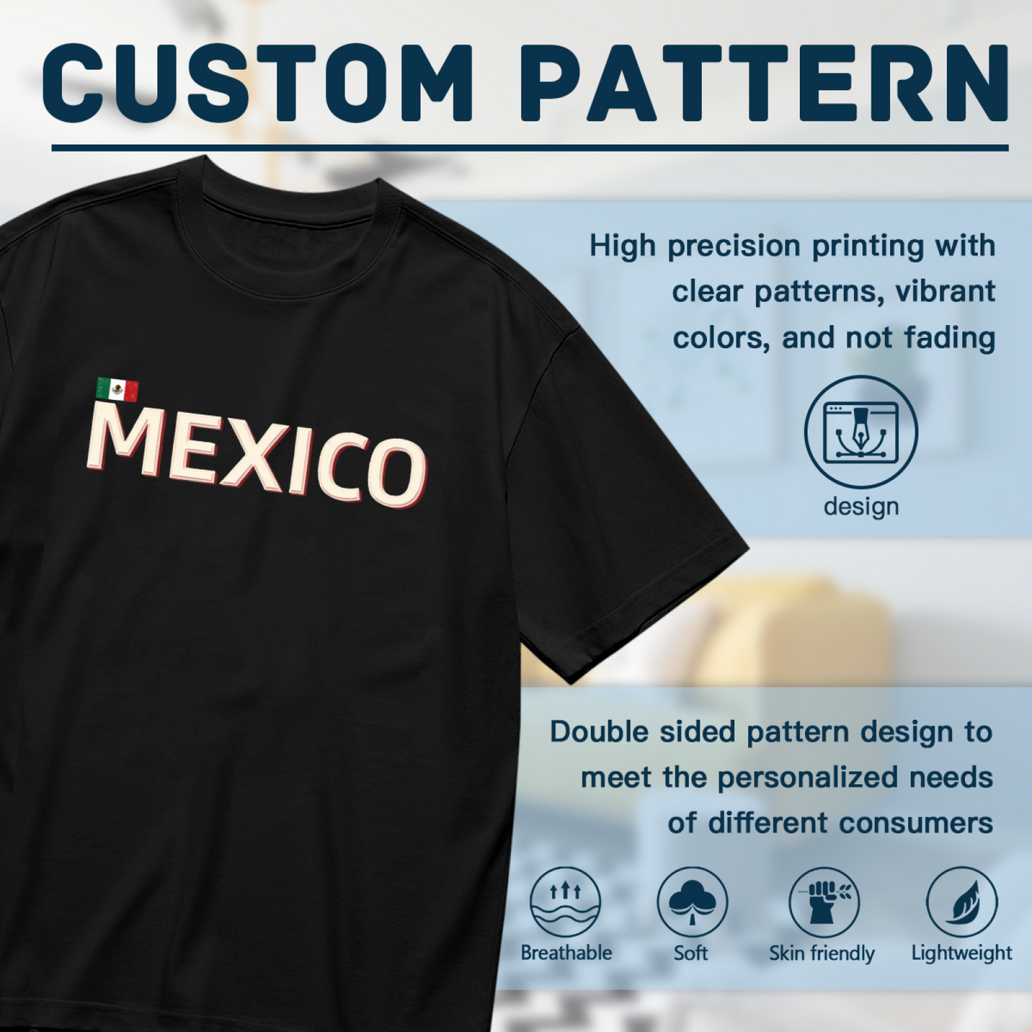 Retro Mexico Flag Letter Graphic Black Plus Size Women¡¯s Printed T-Shirt