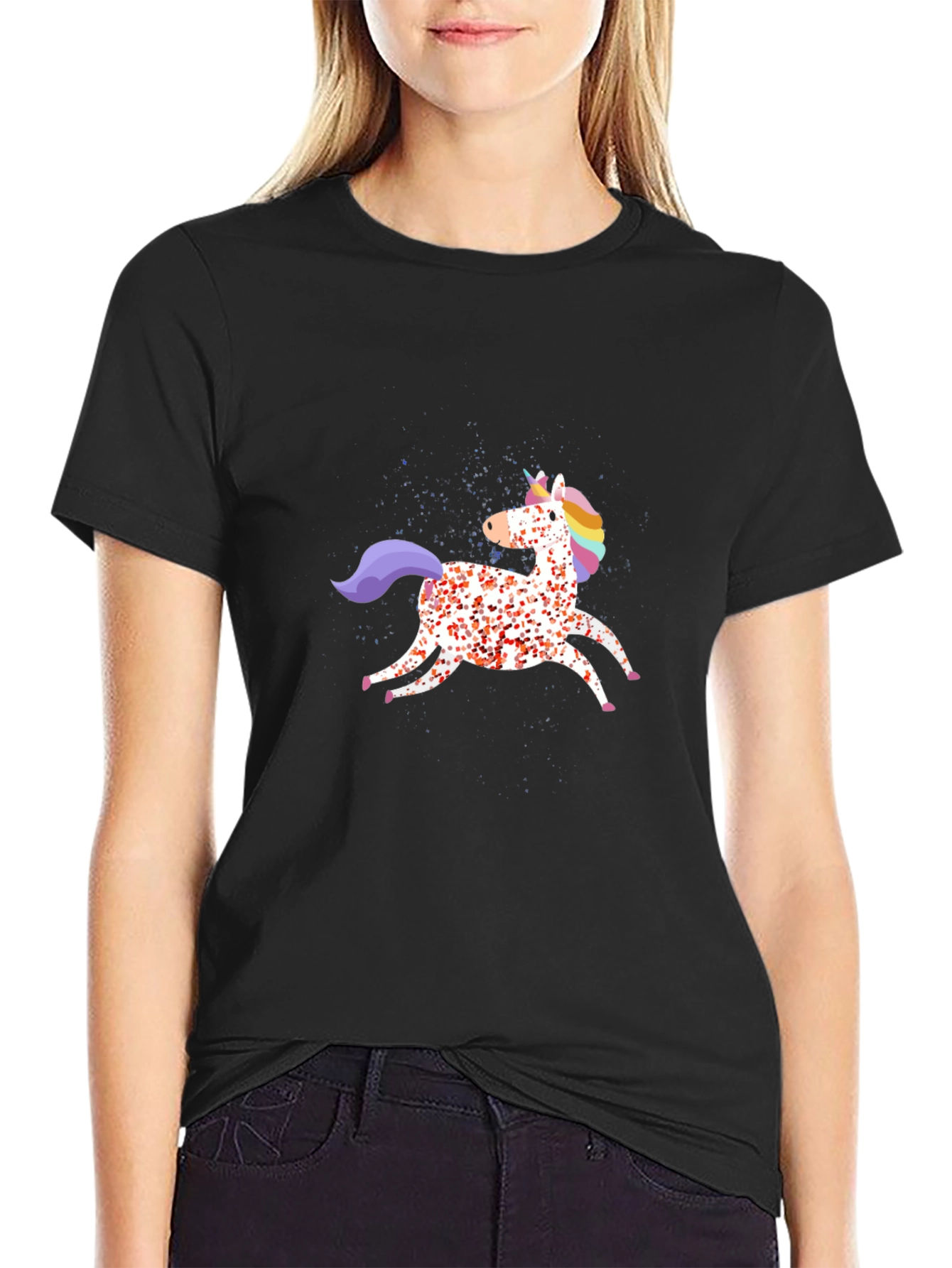 Unicorn Graphic Mens Black T-Shirt