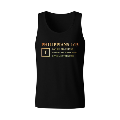 Golden Philippians 4:13 Faith Christian Men Sleeveless Tee