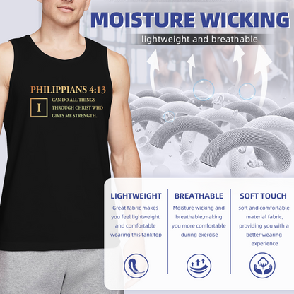 Golden Philippians 4:13 Faith Christian Men Sleeveless Tee