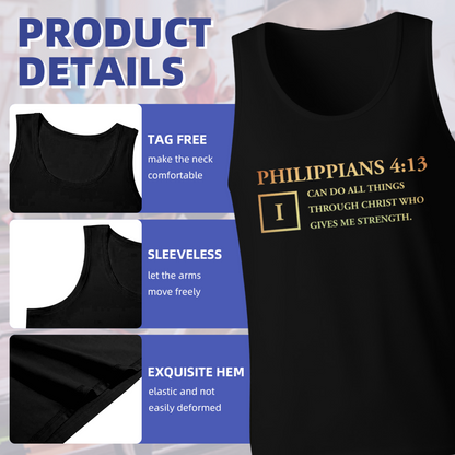 Golden Philippians 4:13 Faith Christian Men Sleeveless Tee