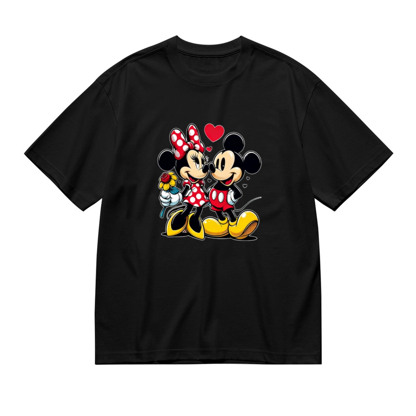 Sweet Mickey & Minnie Couple Romantic Heart Plus Size Women Printed T-Shirt