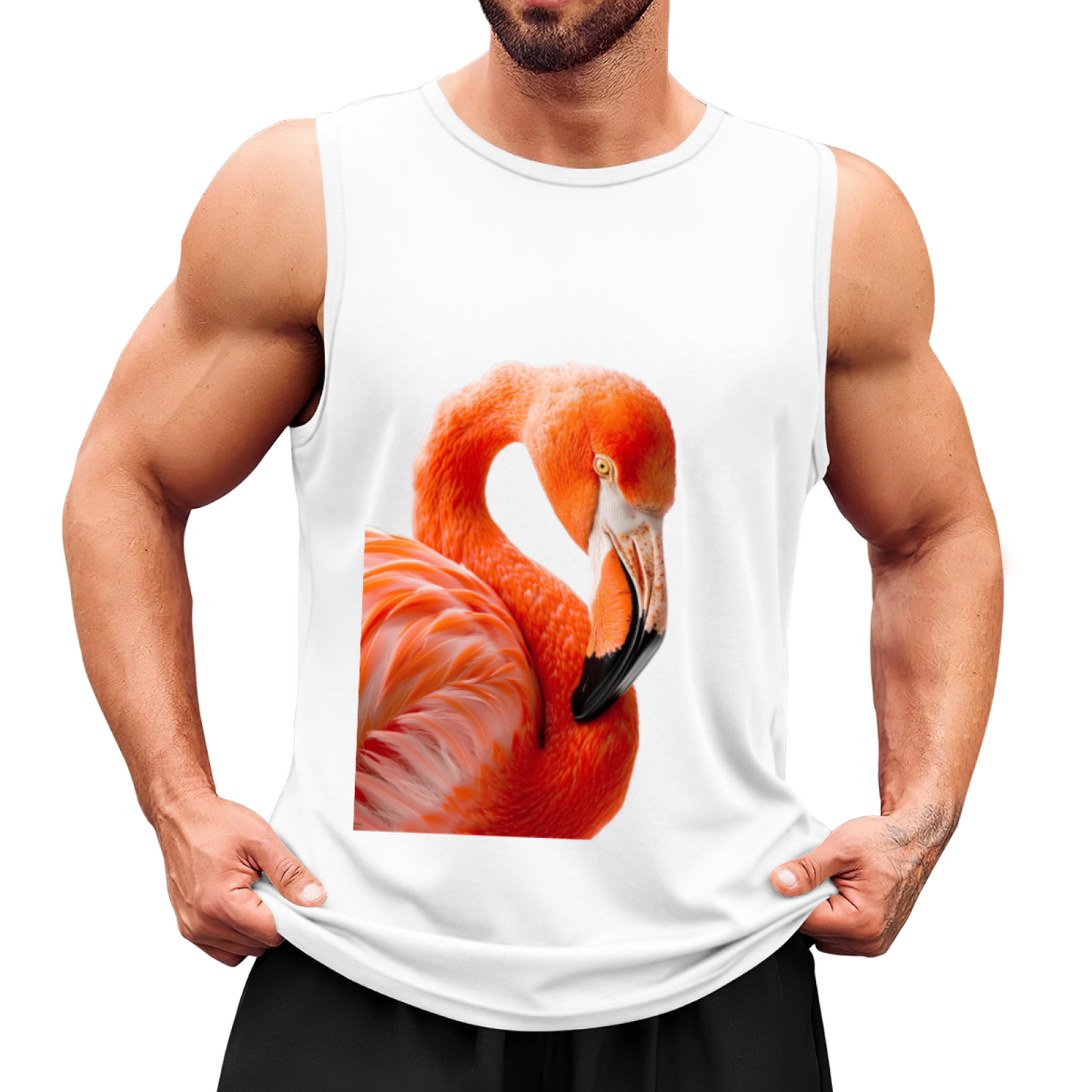 Vivid Realistic Pink Flamingo Tropical Summer Tank Top