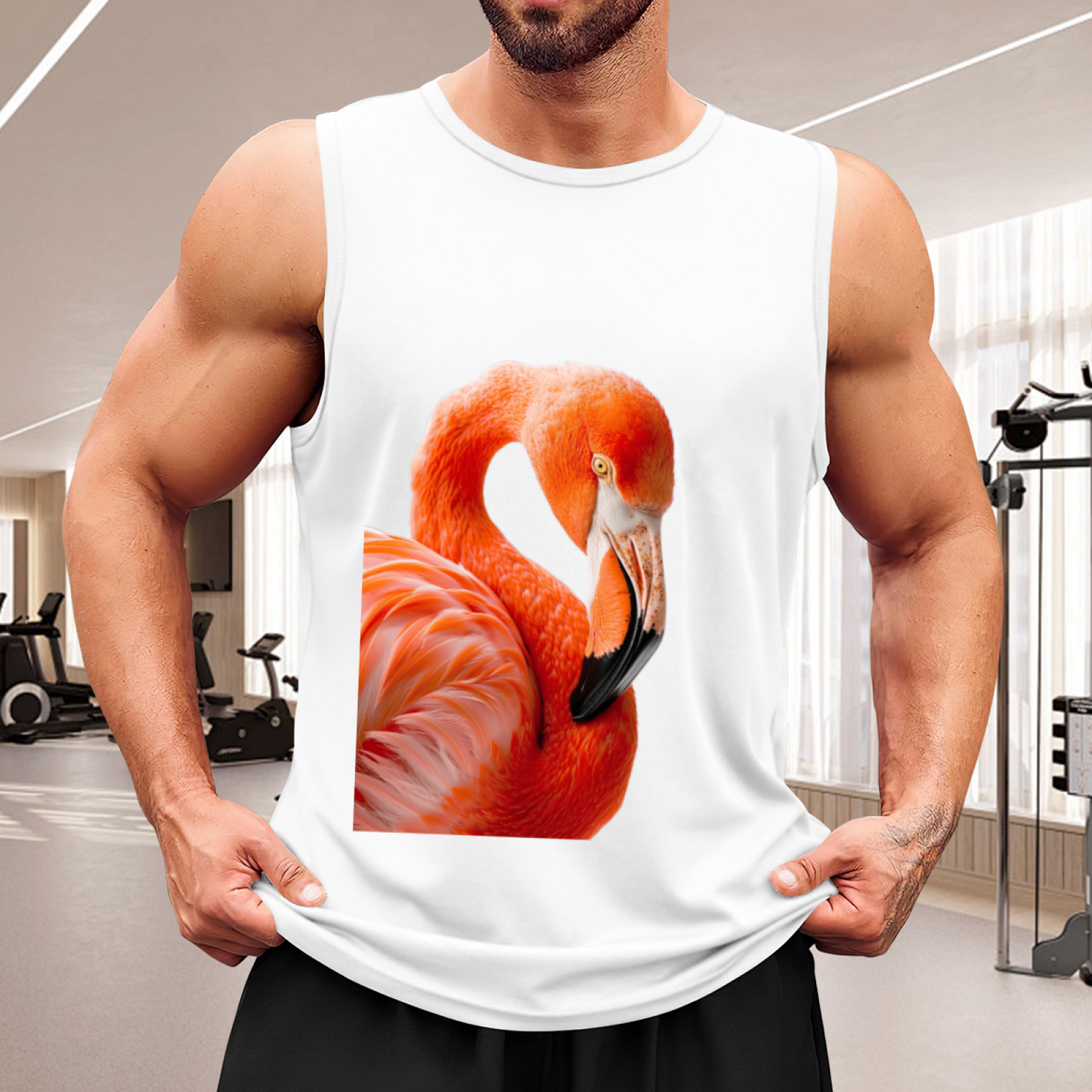 Vivid Realistic Pink Flamingo Tropical Summer Tank Top
