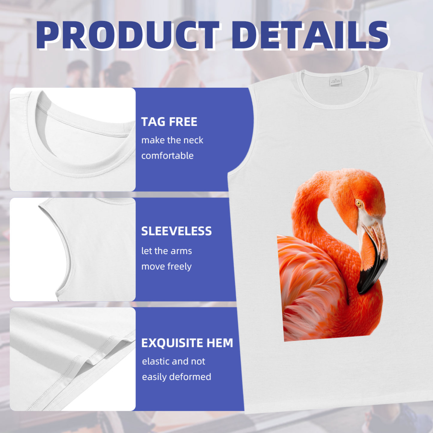 Vivid Realistic Pink Flamingo Tropical Summer Tank Top