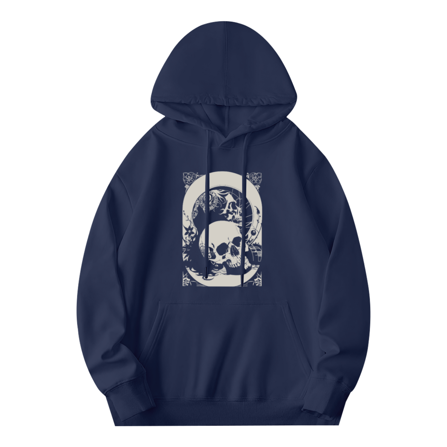 Vintage Skull Art Gothic Hoodie, Cozy Dark Street Sweatshirt