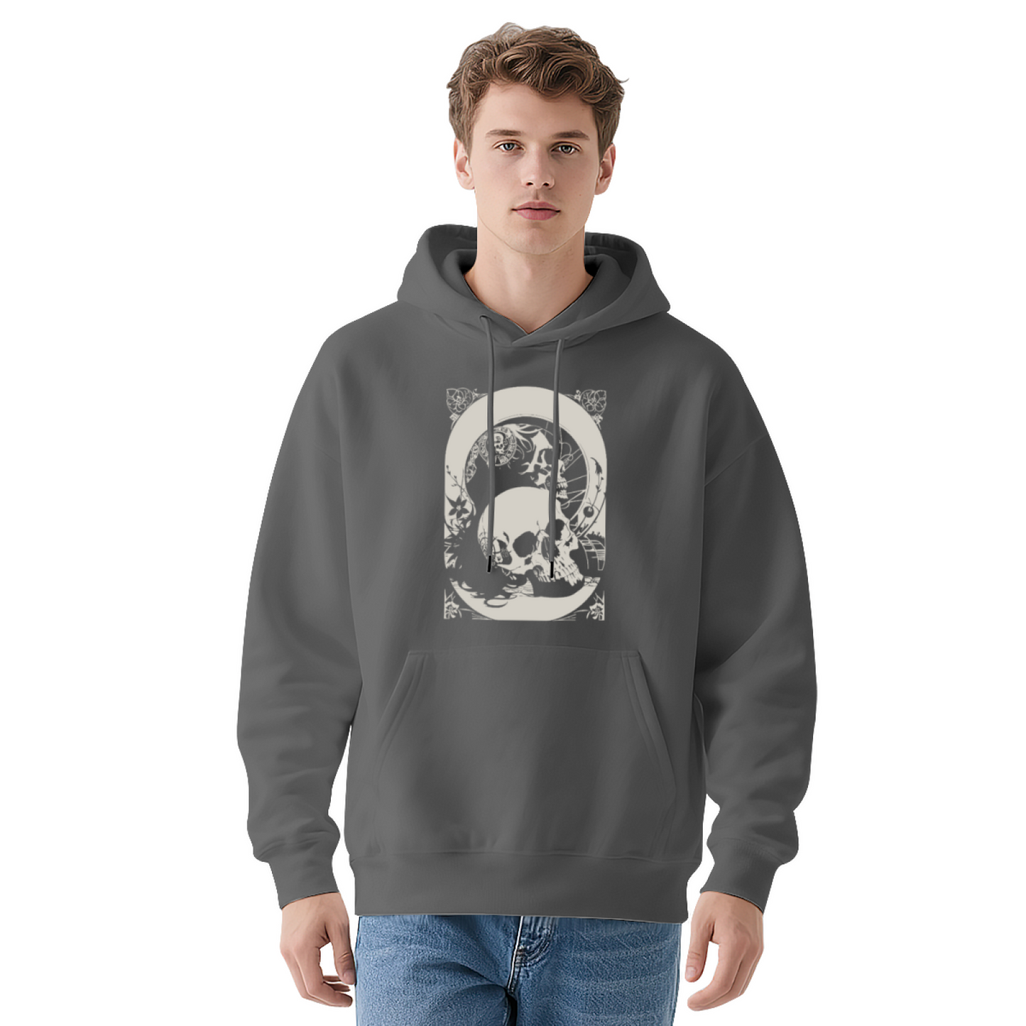 Vintage Skull Art Gothic Hoodie, Cozy Dark Street Sweatshirt