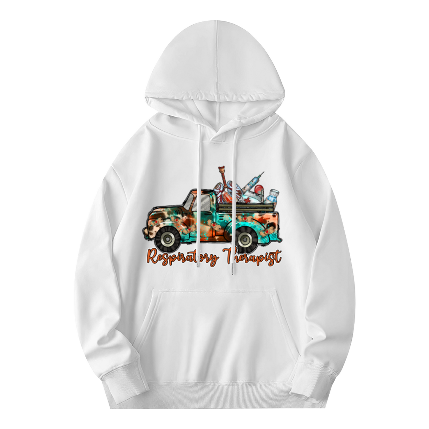 Respiratory Therapist Vintage Truck White Hoodie, Medical Worker Soft Comfort Top