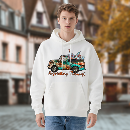 Respiratory Therapist Vintage Truck White Hoodie, Medical Worker Soft Comfort Top