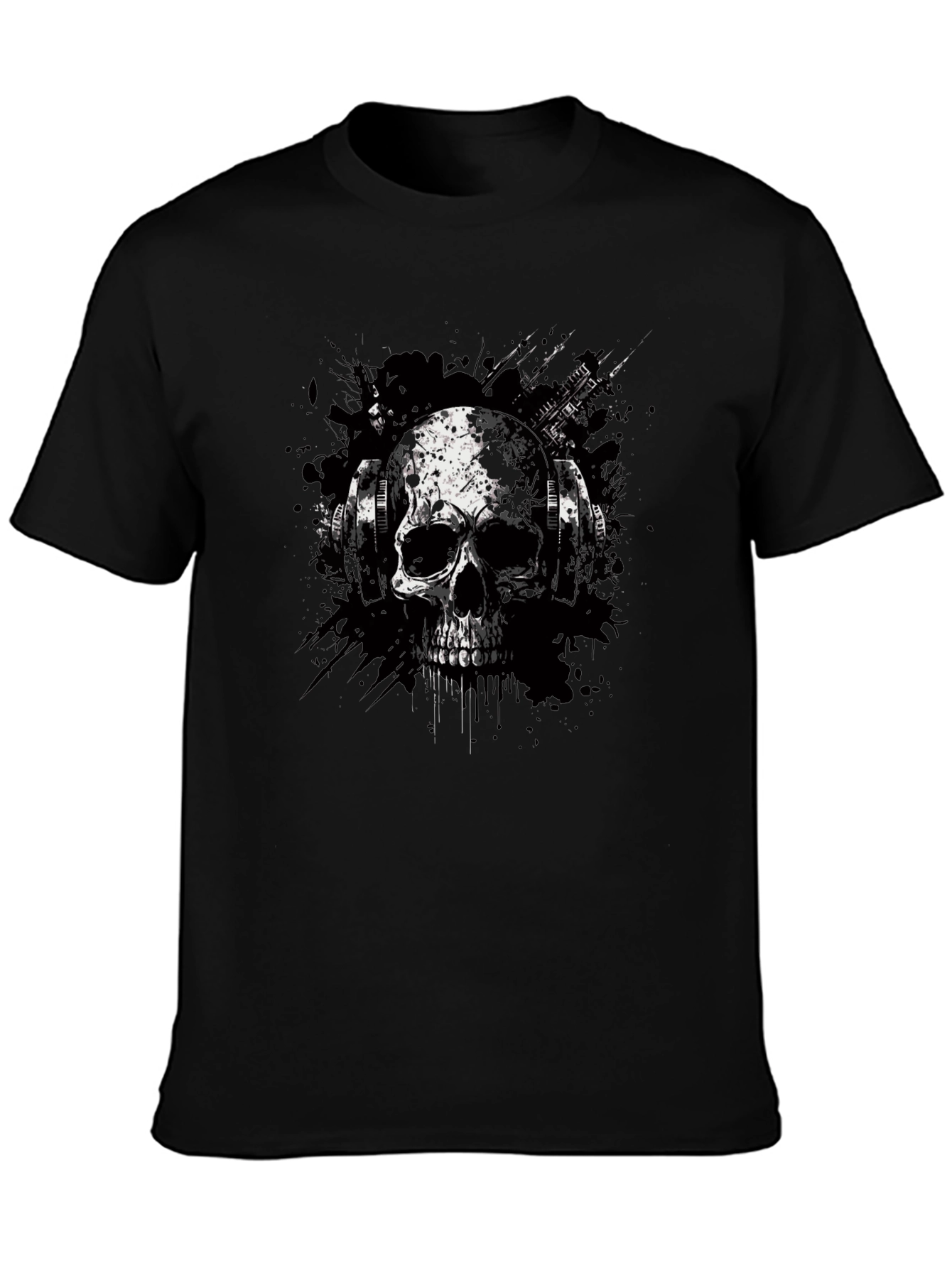 Skull & Headphones Graphic Tee - Edgy Style
