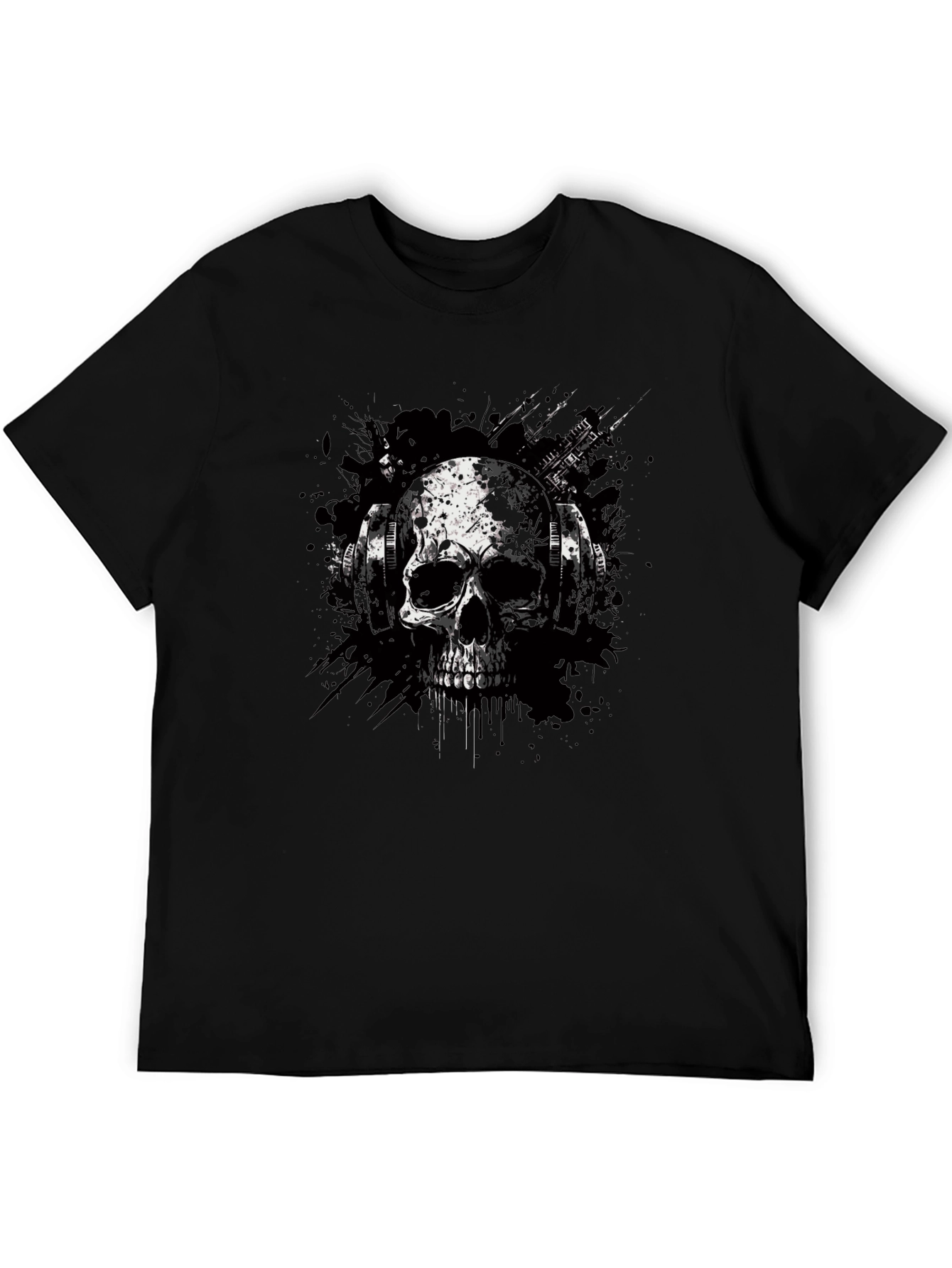 Skull & Headphones Graphic Tee - Edgy Style