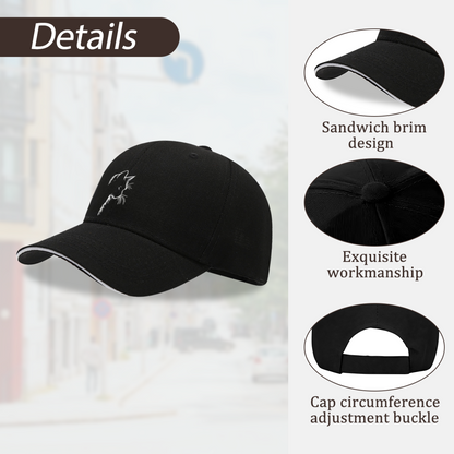 Minimalist Hand Drawn Cat Silhouette Black Sandwich Baseball Cap Cute Pet Hat