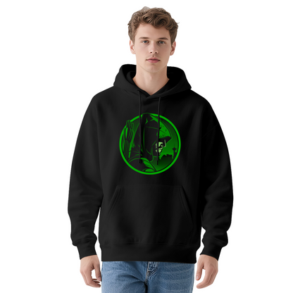 Green Arrow Superhero Minimal White Hoodie, All-Match Comfort Casual Hooded Top