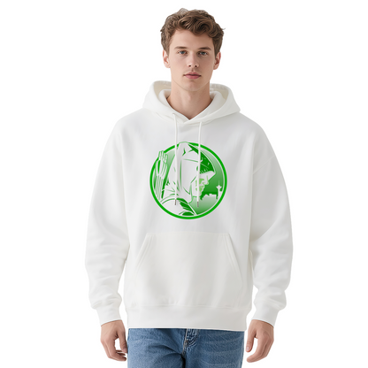 Green Arrow Superhero Minimal White Hoodie, All-Match Comfort Casual Hooded Top
