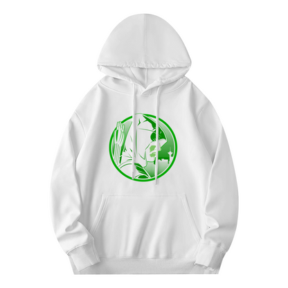 Green Arrow Superhero Minimal White Hoodie, All-Match Comfort Casual Hooded Top