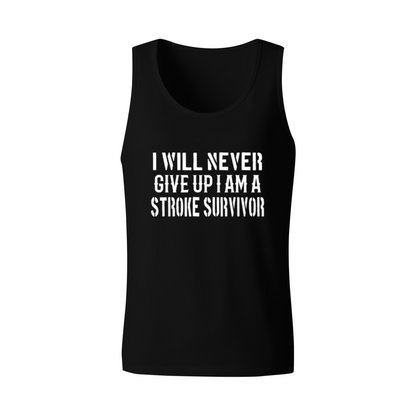 Stroke Survivor Never Give Up Inspirational Mens Cotton Tank