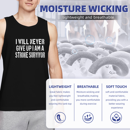 Stroke Survivor Never Give Up Inspirational Mens Cotton Tank