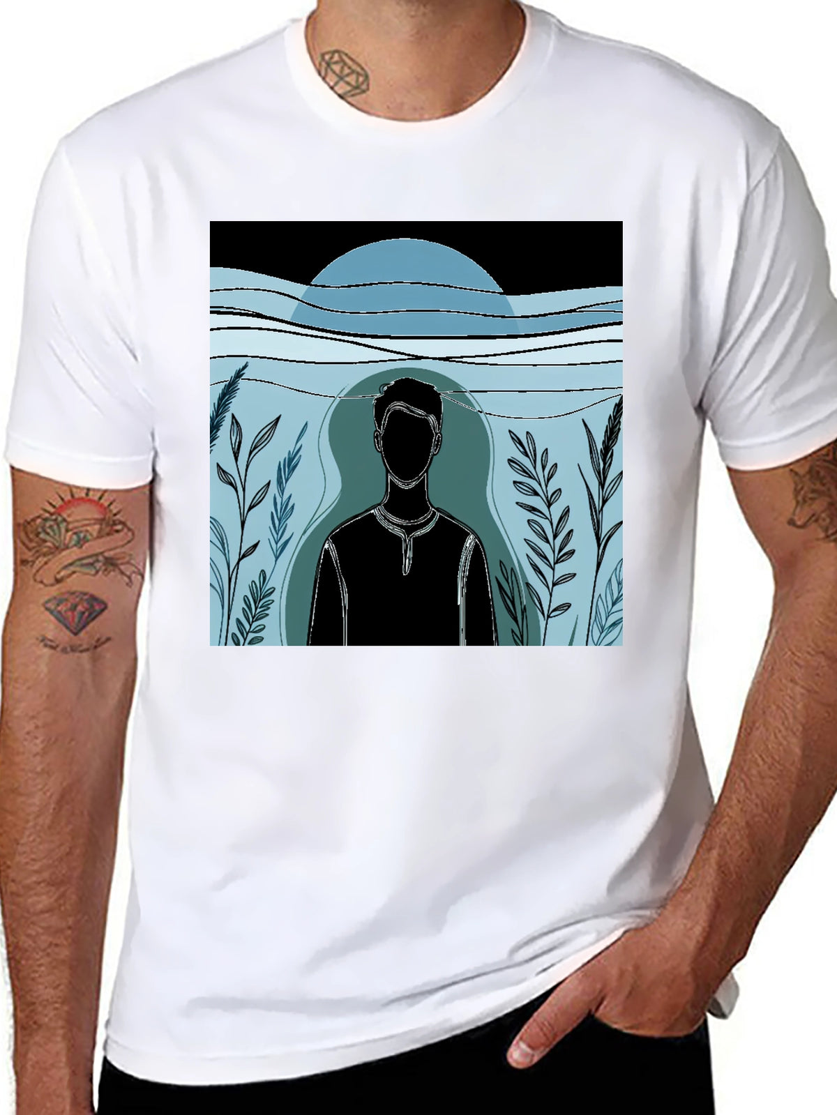 Abstract Man Graphic Black T-Shirt