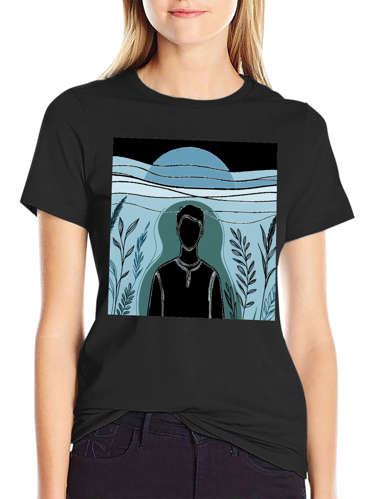 Abstract Man Graphic Black T-Shirt