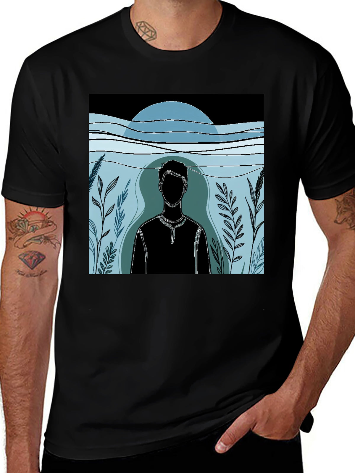 Abstract Man Graphic Black T-Shirt