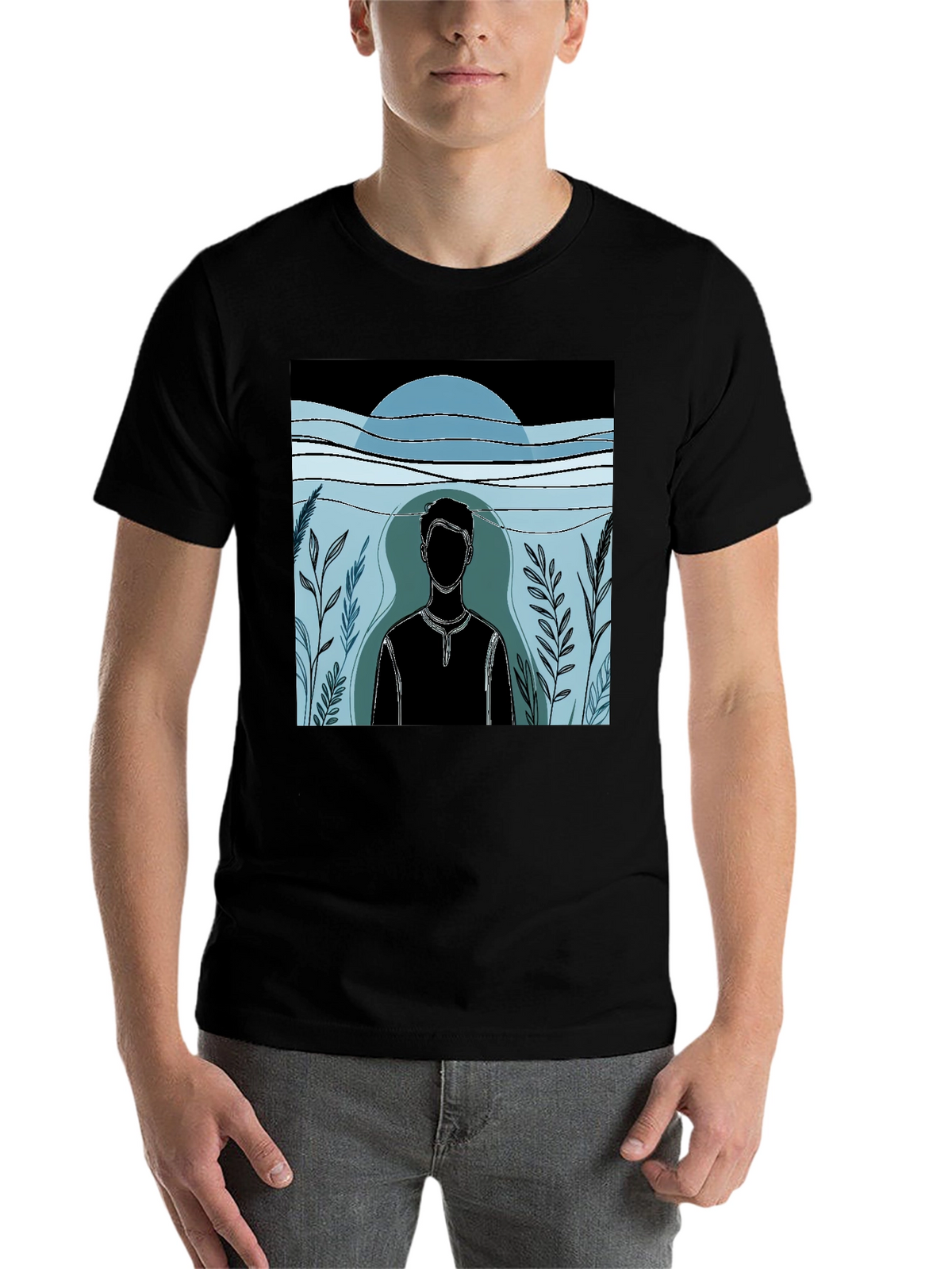 Abstract Man Graphic Black T-Shirt