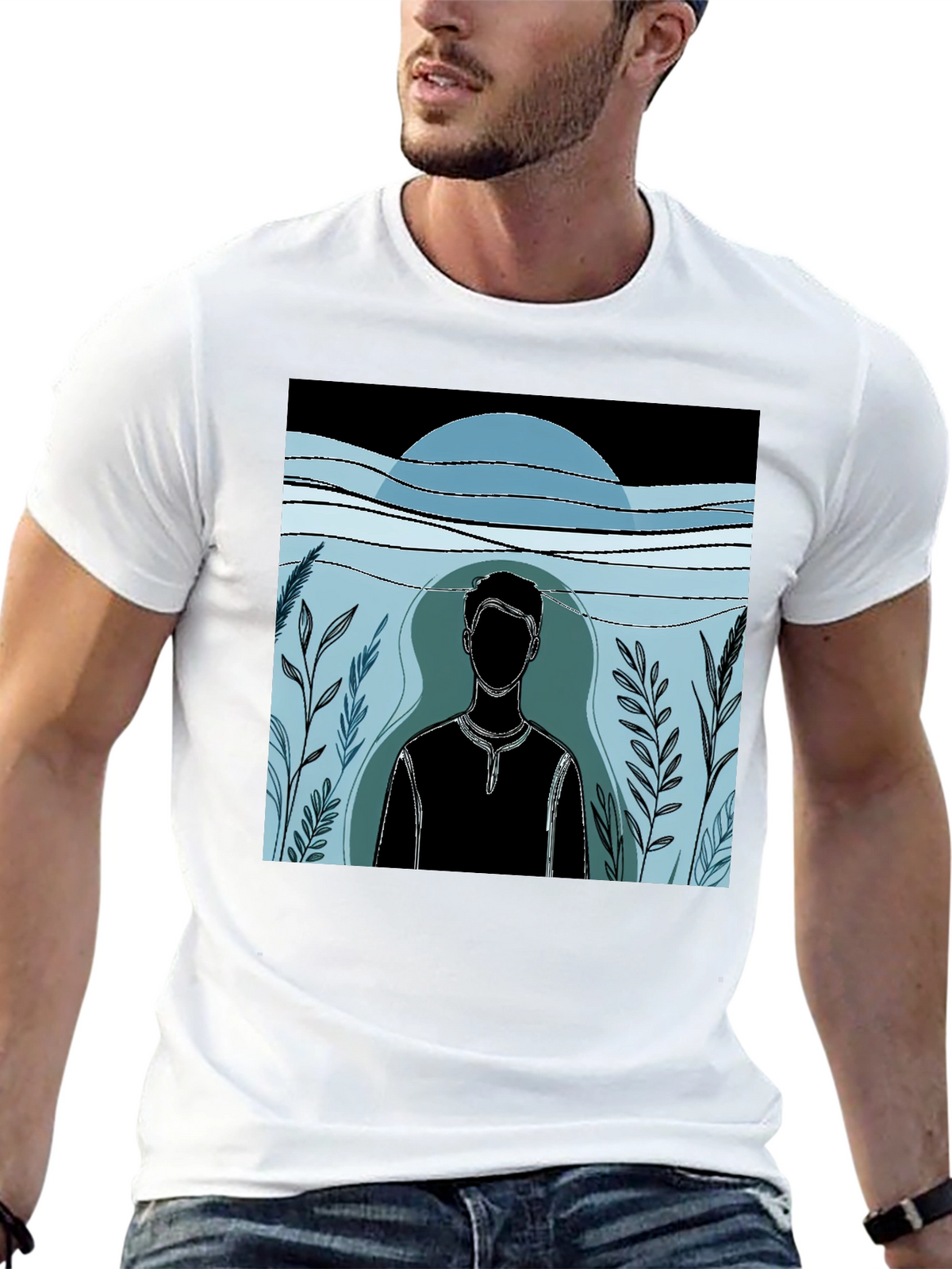 Abstract Man Graphic Black T-Shirt