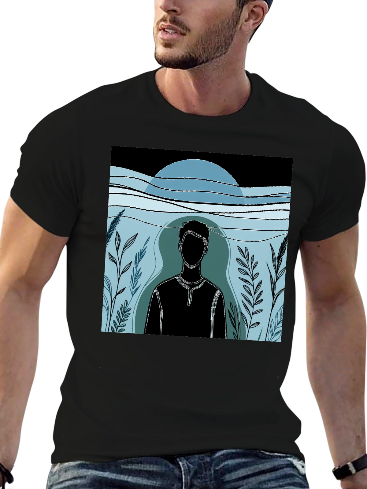 Abstract Man Graphic Black T-Shirt