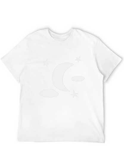 Moon Stars Clouds Graphic Tee - Black Casual Shirt